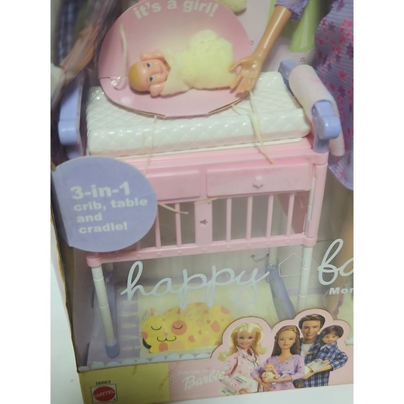 Pregnant Mom Midge & Baby W/Crib 2002 Mattel Original Barbie Happy Family NIB - Picture 4 of 16